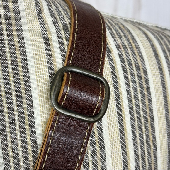 Myra Leather Shoulder Purse Tooled Leather Canvas Crossbody Pocketbook Brown - Picture 10 of 16